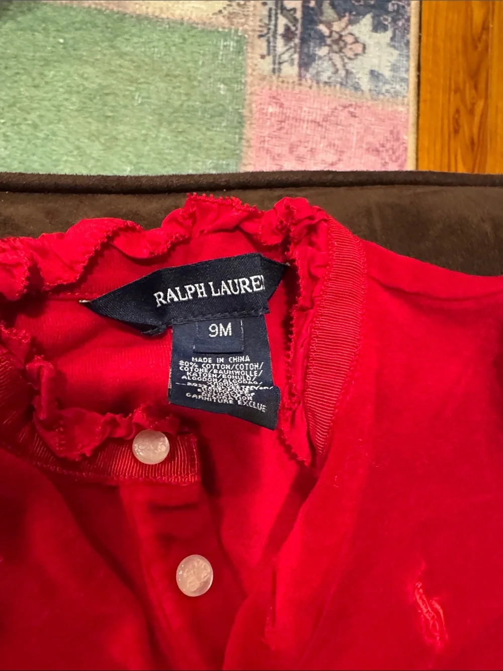 Ralph Lauren Red Velour Dress with Matching Bloomer